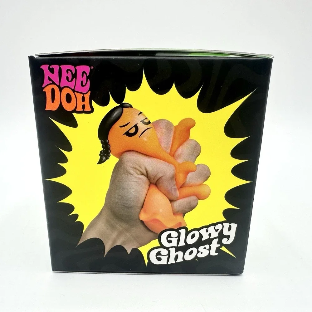 New Sealed NeeDoh Glowy Ghost Green Smile Fangs Halloween Glow In The Dark